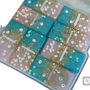 Handmade Mica Powder Resin Domino Set. 2 Player. Double 6